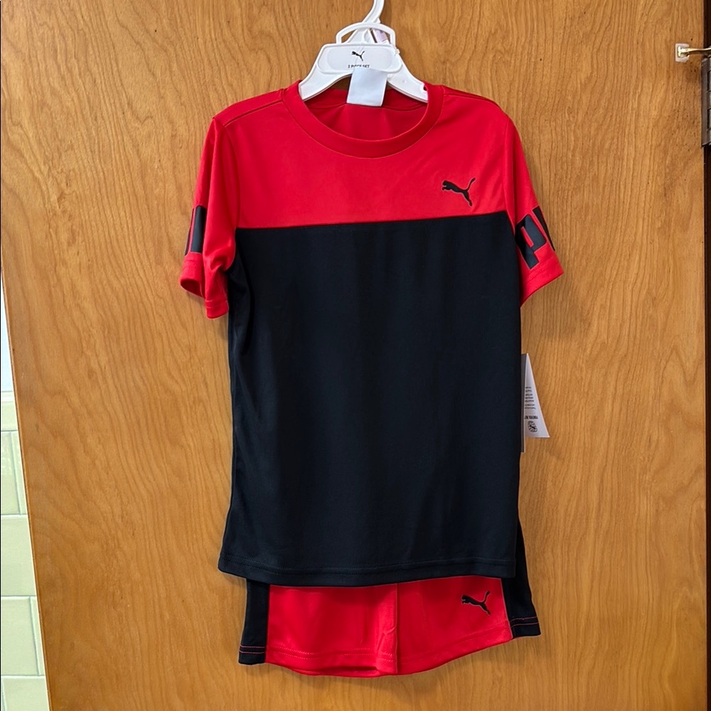 Puma Kids Red and Black T-Shirt and shorts set (2 piece)